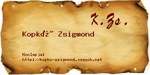 Kopkó Zsigmond névjegykártya